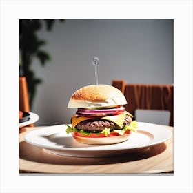 Hamburger On A Plate 17 Canvas Print