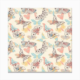 Pattern With Hand Drawn Butterflies Canvas Print