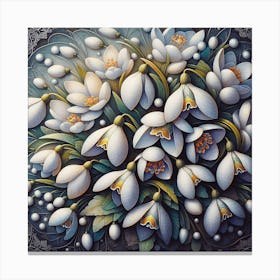 Pattern with snowdrops flowers 3 Canvas Print