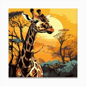 Giraffe At Sunset Canvas Print