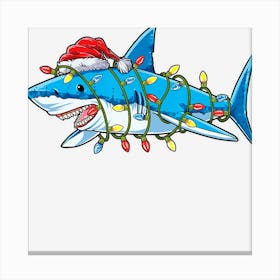 Santa Shark Christmas Lights Sharkmas Tree Xmas Boys Men Canvas Print