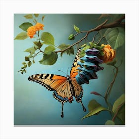 Butterfly On A Branch Art print Canvas Print