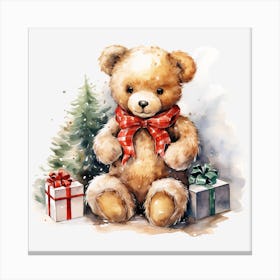 Teddy Bear With Presents 3 Canvas Print