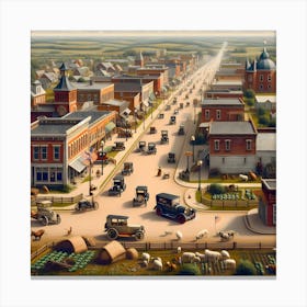 Early Small Town America And The Automobile ~Reimagined 11 Canvas Print