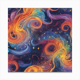 Whimsical Abstract ART Celestial Forms, Vibrant Colors 2 Canvas Print