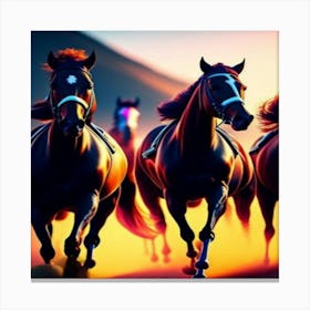 Horses Running At Sunset 1 Canvas Print