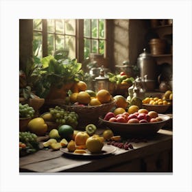 Kitchen With Fruit Canvas Print