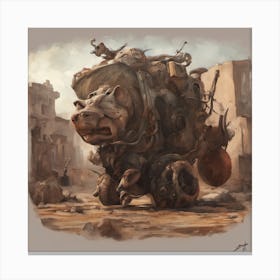 Pig Truck Franks Angry Art ( Bohemian Design ) Canvas Print