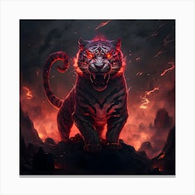 Tiger In Flames Canvas Print