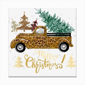 Merry Christmas Leopard Truck Vintage Merry Xmas Truck 1 Canvas Print