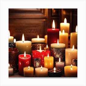 Candles On A Table Canvas Print