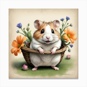Hamster In A Basket 5 Canvas Print