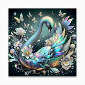 Swan With Flowers Canvas Print