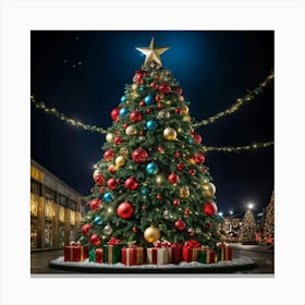 An Ultra Realistic Portrayal Of A Cheerfully Adorned Three Dimensional Pine Tree Its Evergreen Leav 2 1 Canvas Print