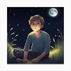 Boy In The Grass Canvas Print