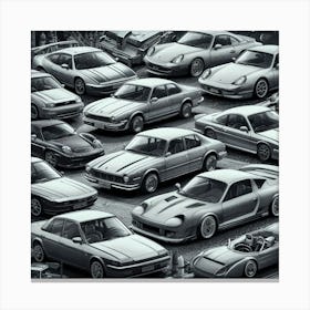 Collection Of Classic Cars Canvas Print