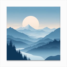 Misty mountains background in blue tone 42 Canvas Print