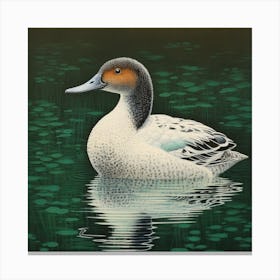 Ohara Koson Inspired Bird Painting Canvasback 2 Square Canvas Print