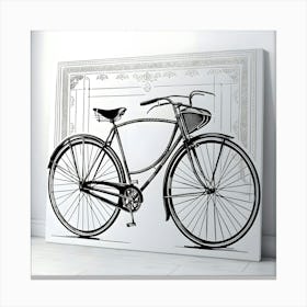 A Breathtakingly Detailed, High Contrast, Black And White Stencil Illustration Of A Vintage Bicycle, Meticulously Rendered In Crisp, Intricate Lines And Delicate Textures, With Bold, Geometric Patterns And Ornate Details Canvas Print