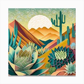 Firefly Beautiful Modern Abstract Succulent Landscape And Desert Flowers With A Cinematic Mountain V (8) Canvas Print