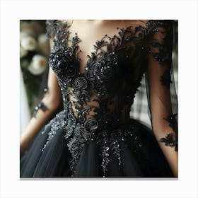 Black Wedding Dress Canvas Print