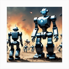 Robots In The Desert 4 Canvas Print