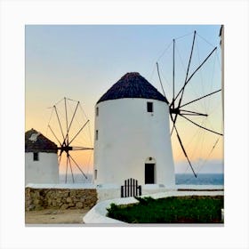 Windmills In Mykonos Canvas Print