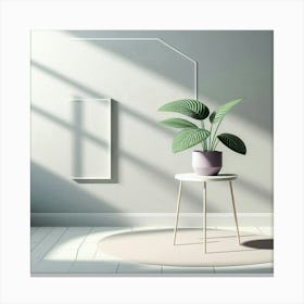 White Room With A Plant Canvas Print