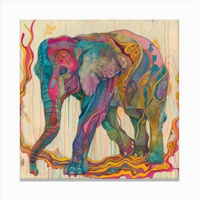 Elephant In The Rain Canvas Print