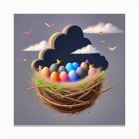 Colorful Eggs In A Nest 1 Canvas Print