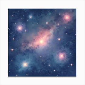 Soft Watercolor Scene Of Glowing Star Systems 1 Canvas Print