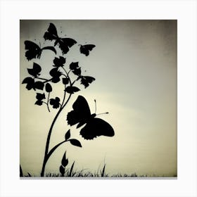 Silhouette Of Butterflies Canvas Print