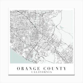 Orange County California Street Map Minimal Color Square Canvas Print