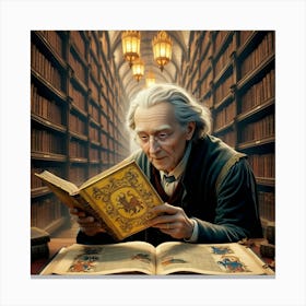 Old Man In Library 8 Canvas Print