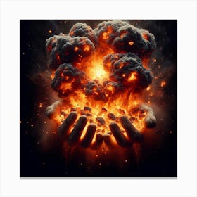 Hand Holding A Fireball Canvas Print