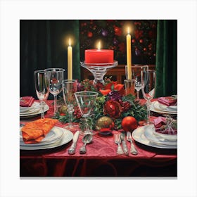 Christmas Table Setting 8 Canvas Print