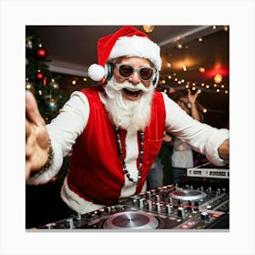 A Silver Haired Senior Man Sporting A Beard And Red Santa Hat Immerses Himself In The Rhythms Of A (1) 2 Canvas Print