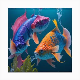 Leonardo Diffusion Water And Colorful 3 Fish 1 Canvas Print