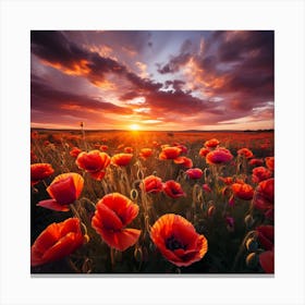Poppies At Sunset Canvas Print