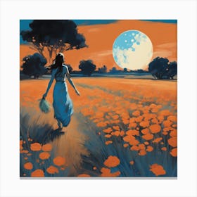 Dancing Under The Moon A Phoenician Inspired Painting Of Graceful Movement (1) Canvas Print