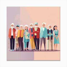 Old People In A Group 1 Canvas Print