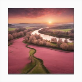 Pink Fields At Sunset 1 Canvas Print