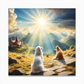 Two Dogs Looking At The Sun Canvas Print