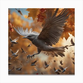 Crow In Flight Canvas Print