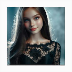 Girl In A Black Dress Canvas Print