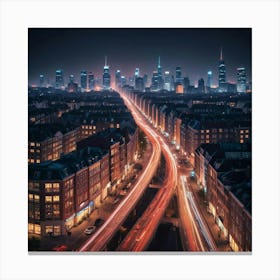 Cityscape At Night 11 Canvas Print