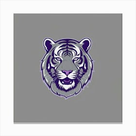 Detroit tigers logo on gray background shaded in baby blue and outlined in light purple 1 Canvas Print