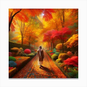 Man Walks Through A Garden Canvas Print