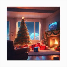 Christmas Tree In The Living Room 68 Canvas Print