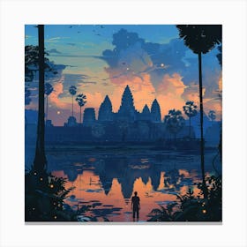 Sunset In Angkor Canvas Print